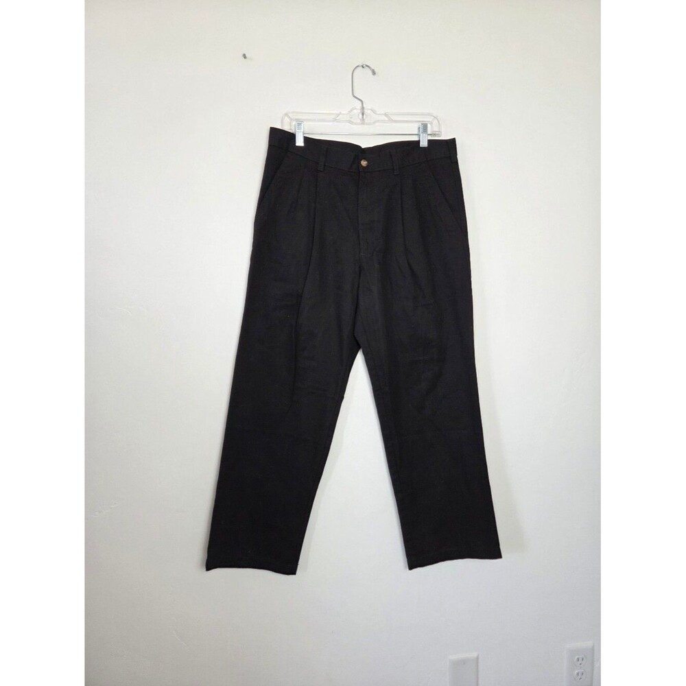 Dockers Men's Trousers Slacks Dress Pants Black Flat Front School Uniform 35x27